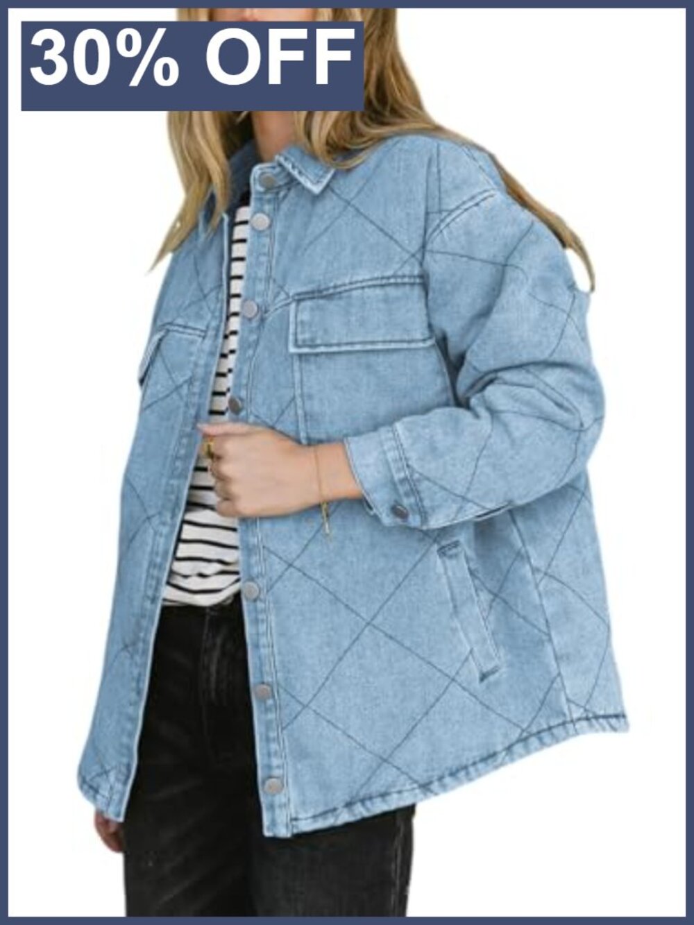 Oversized Button Down Denim Jacket Long Sleeve Shacket